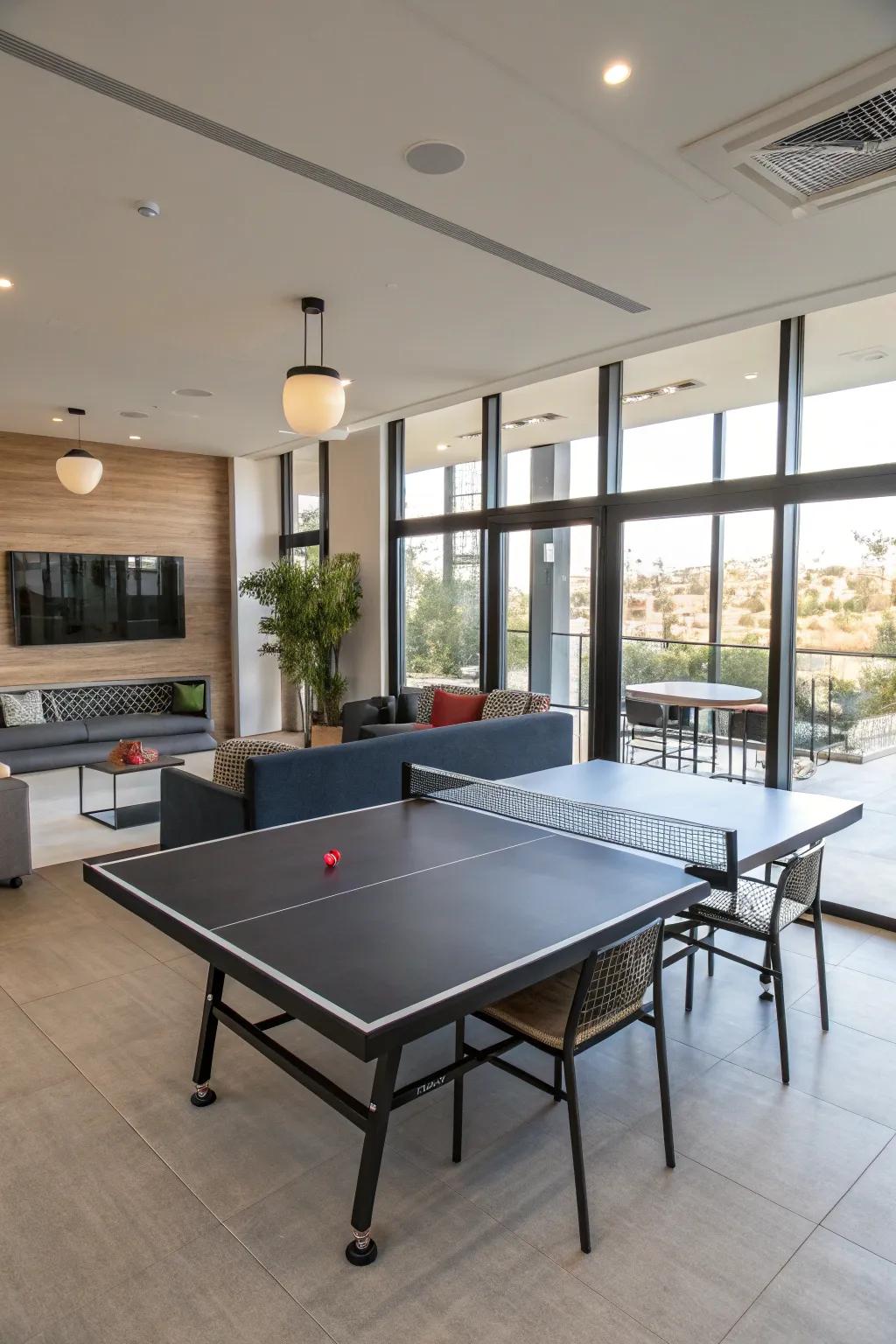 Multi-purpose counters offer versatility in your rec room.