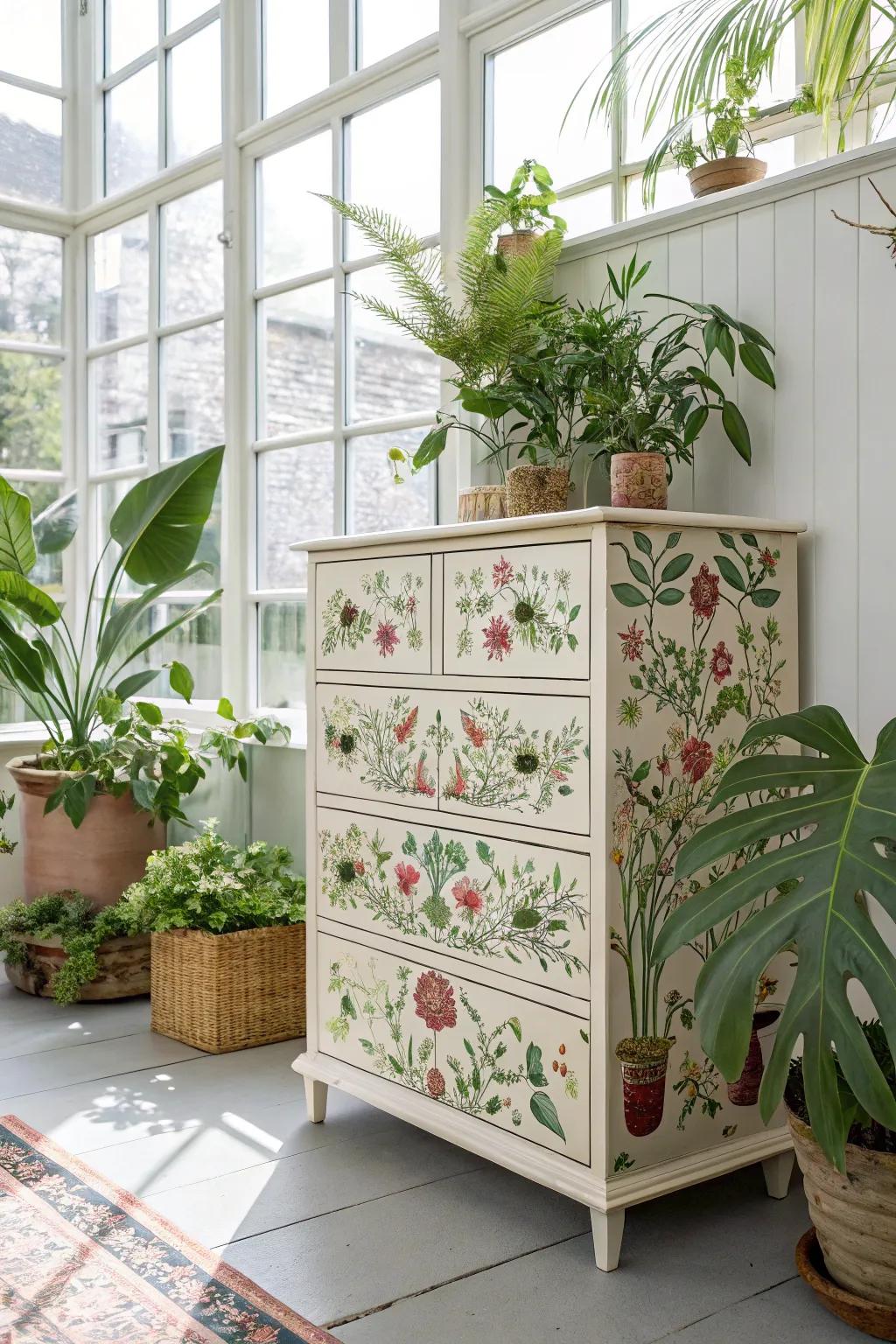 Botanical collage draws nature's splendor indoors.