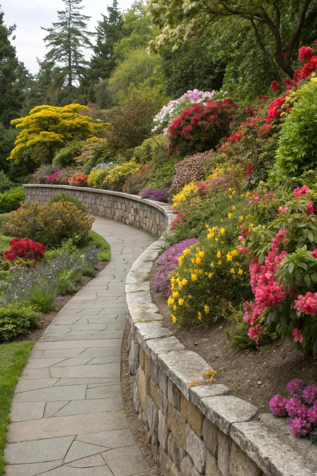 Winding walls offer a sophisticated flow to any garden.