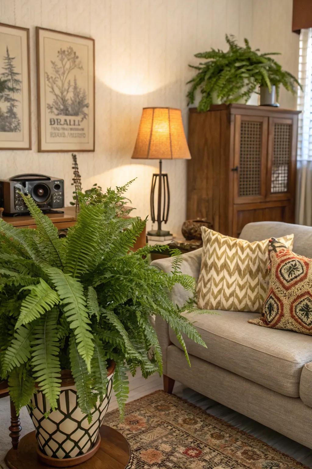 Houseplants give retro decor new life.