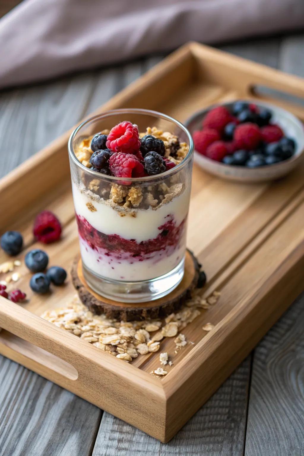 A layered yogurt cup is both nourishing and delightful.