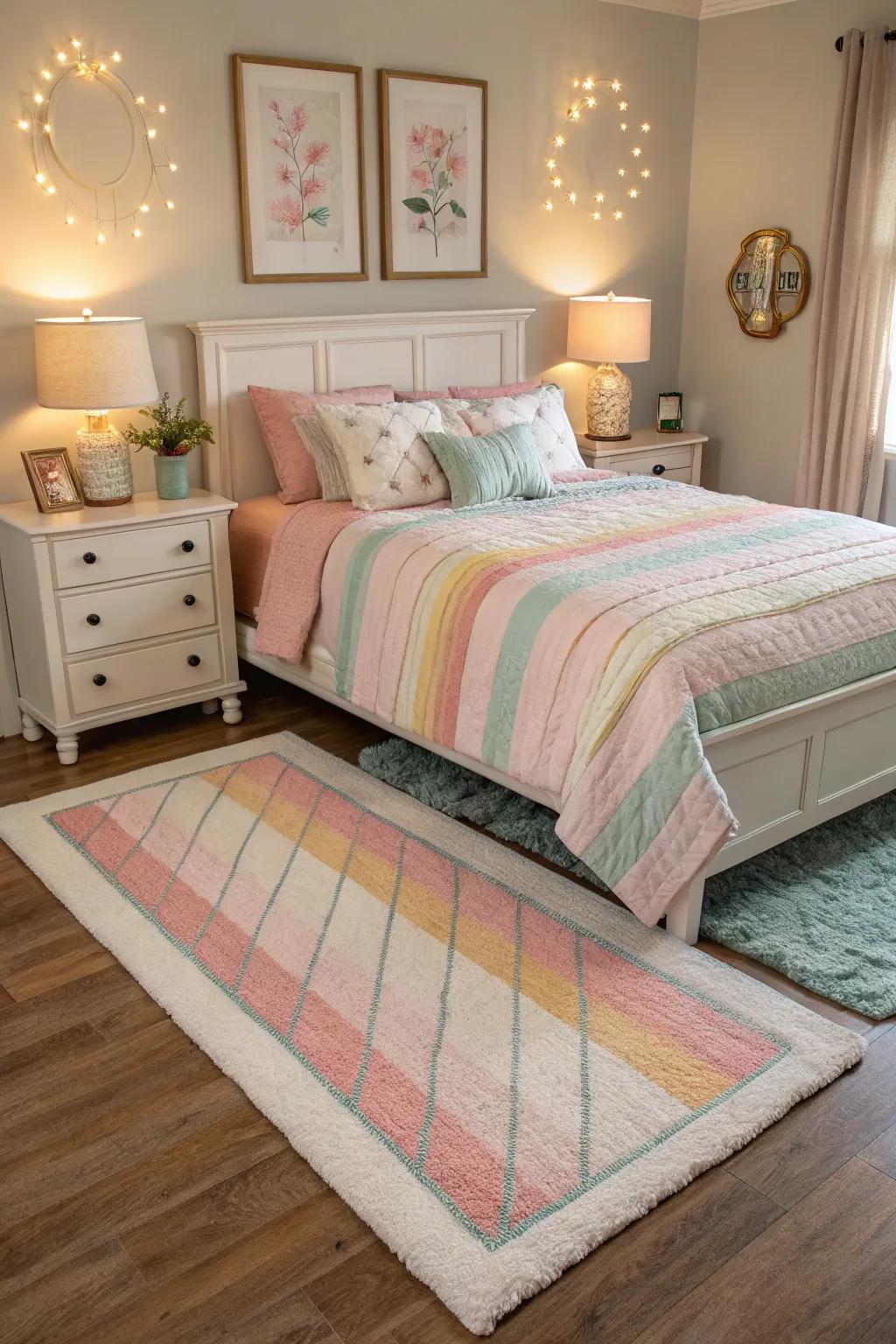 Harmonize your area with color-coordinated rugs.