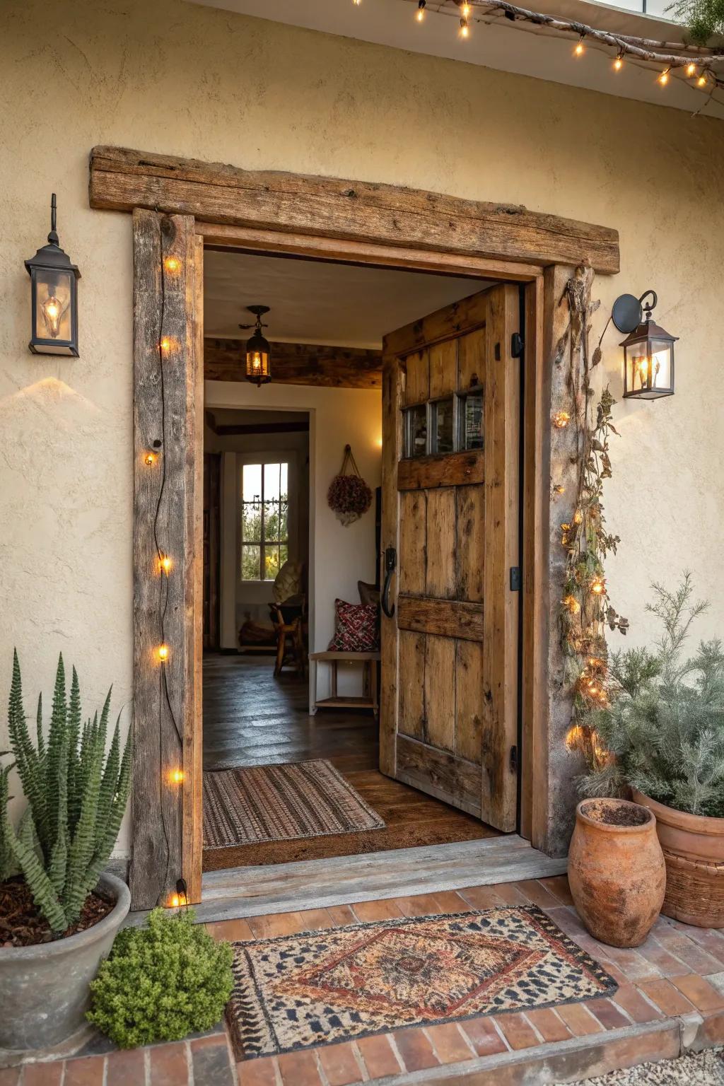 Down-to-earth and comfortable door trim crafting a snug entrance ambience.