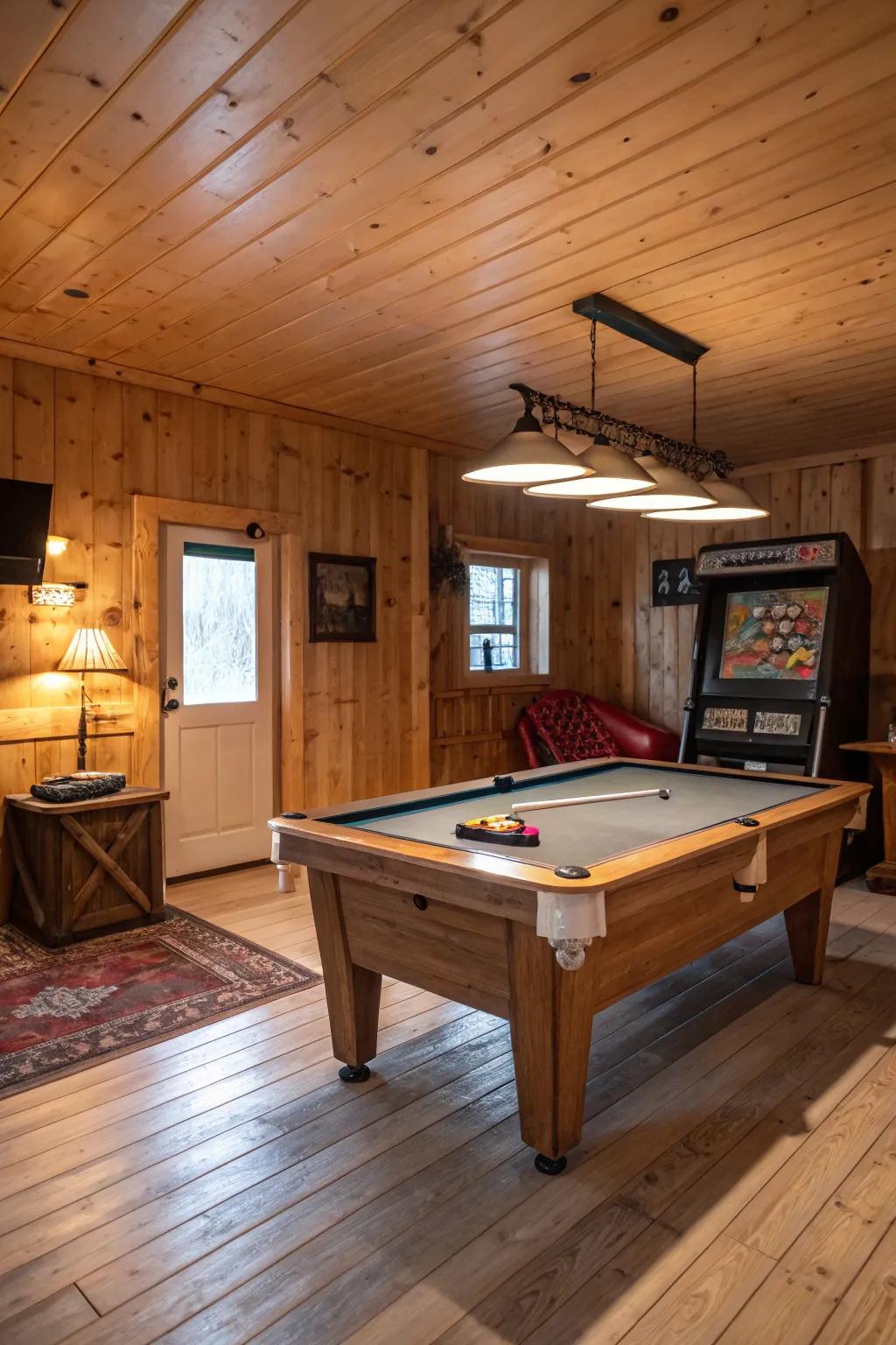 A man cave fun zone with a billiards table at its heart.