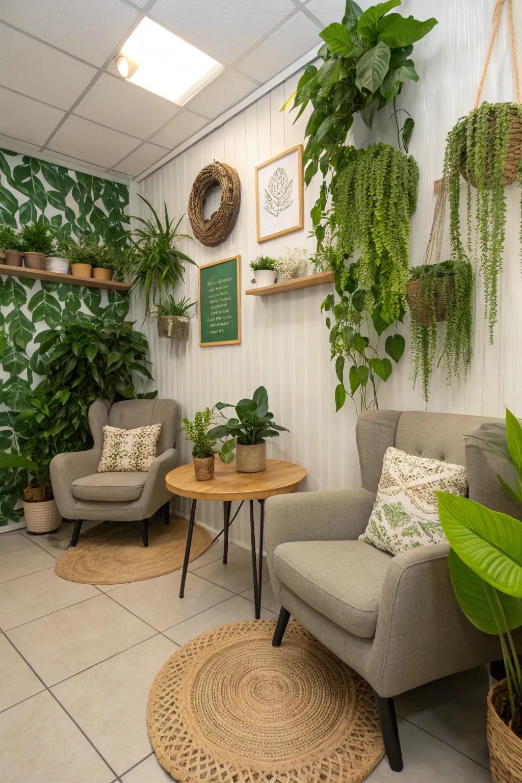 Environmentally-friendly details bring peace and freshness to the area.