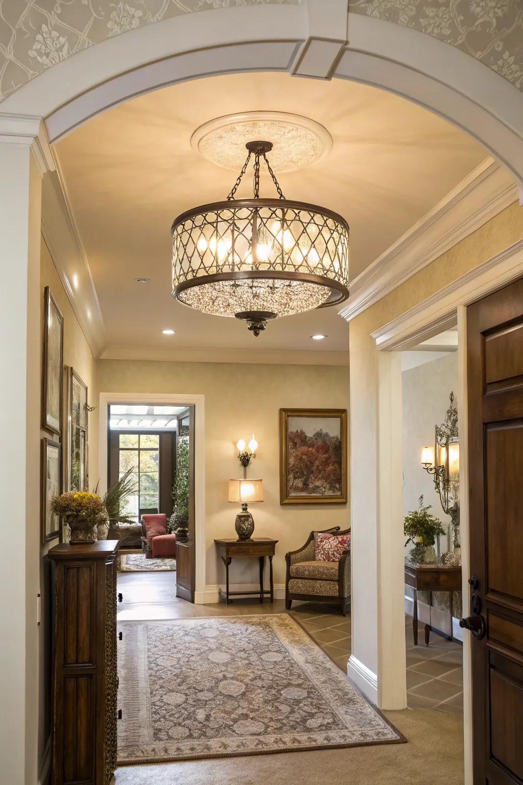 Design a welcoming entryway with a statement light.