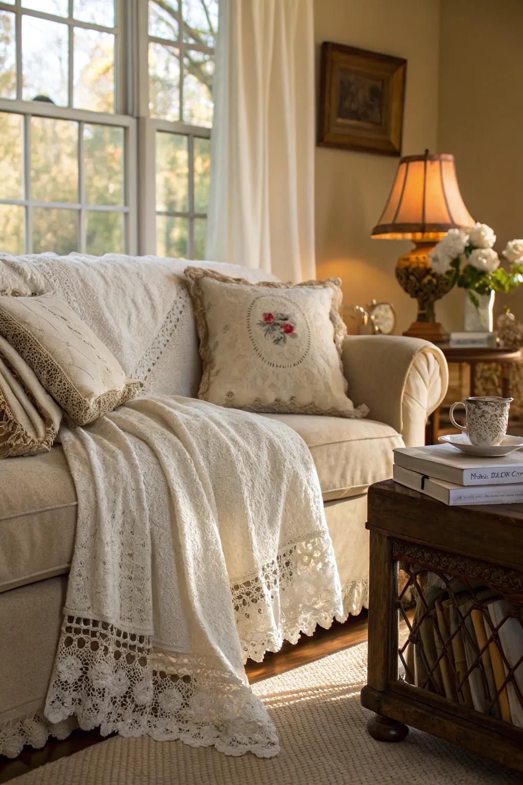 Layered materials establish a comfortable and welcoming ambiance.