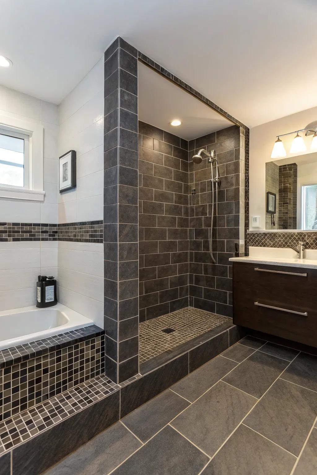 Dark blocks deliver a strong contrast, elevating the modern aesthetic.