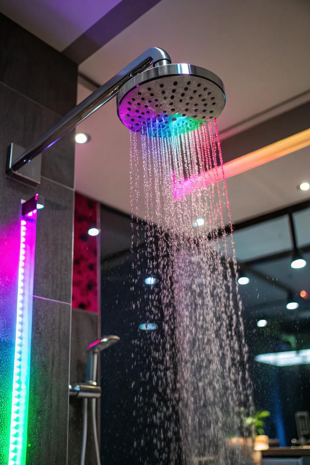 Colorful lights splash fun and energy into your shower.
