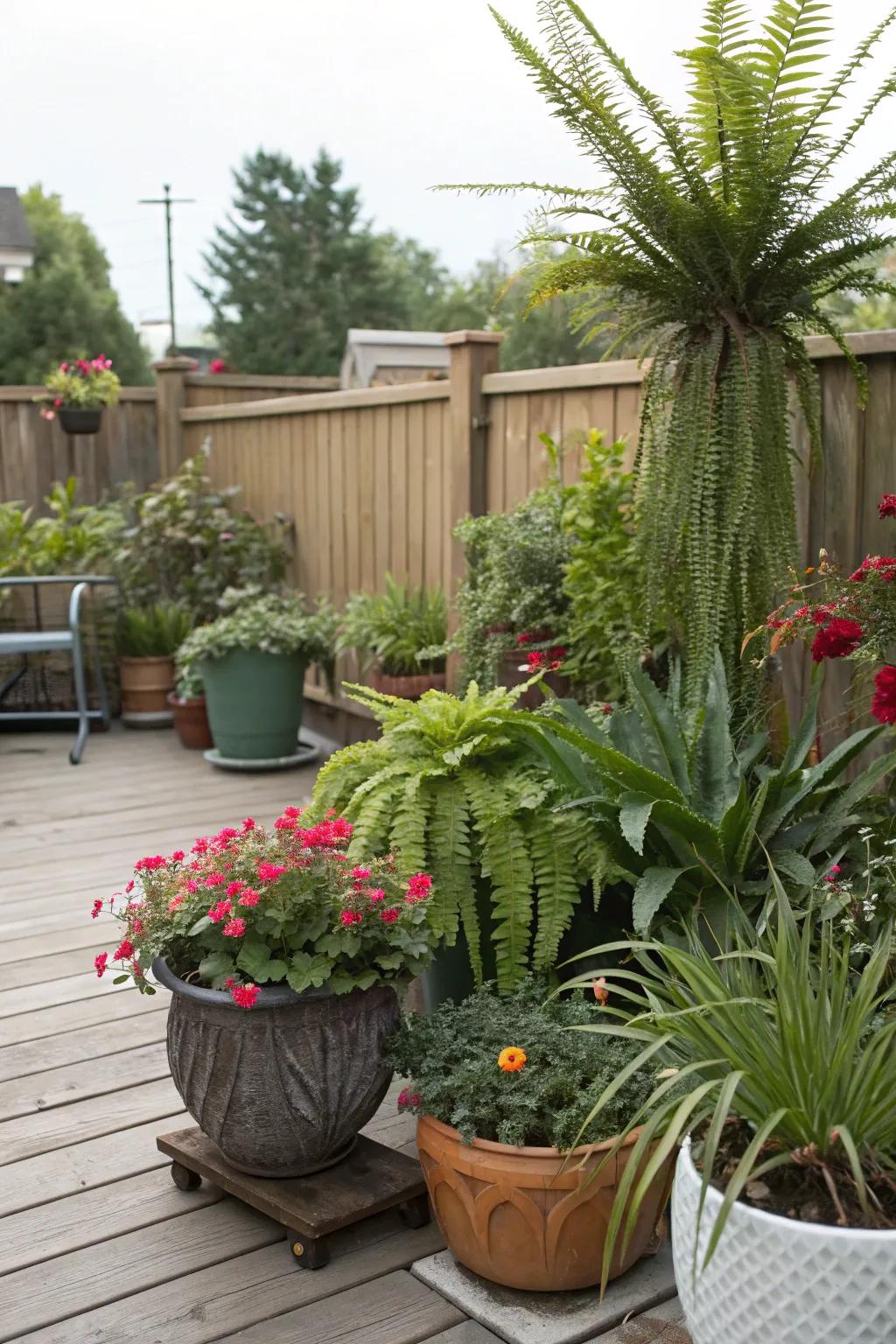 Decorative plants inject vibrancy and color into your deck.
