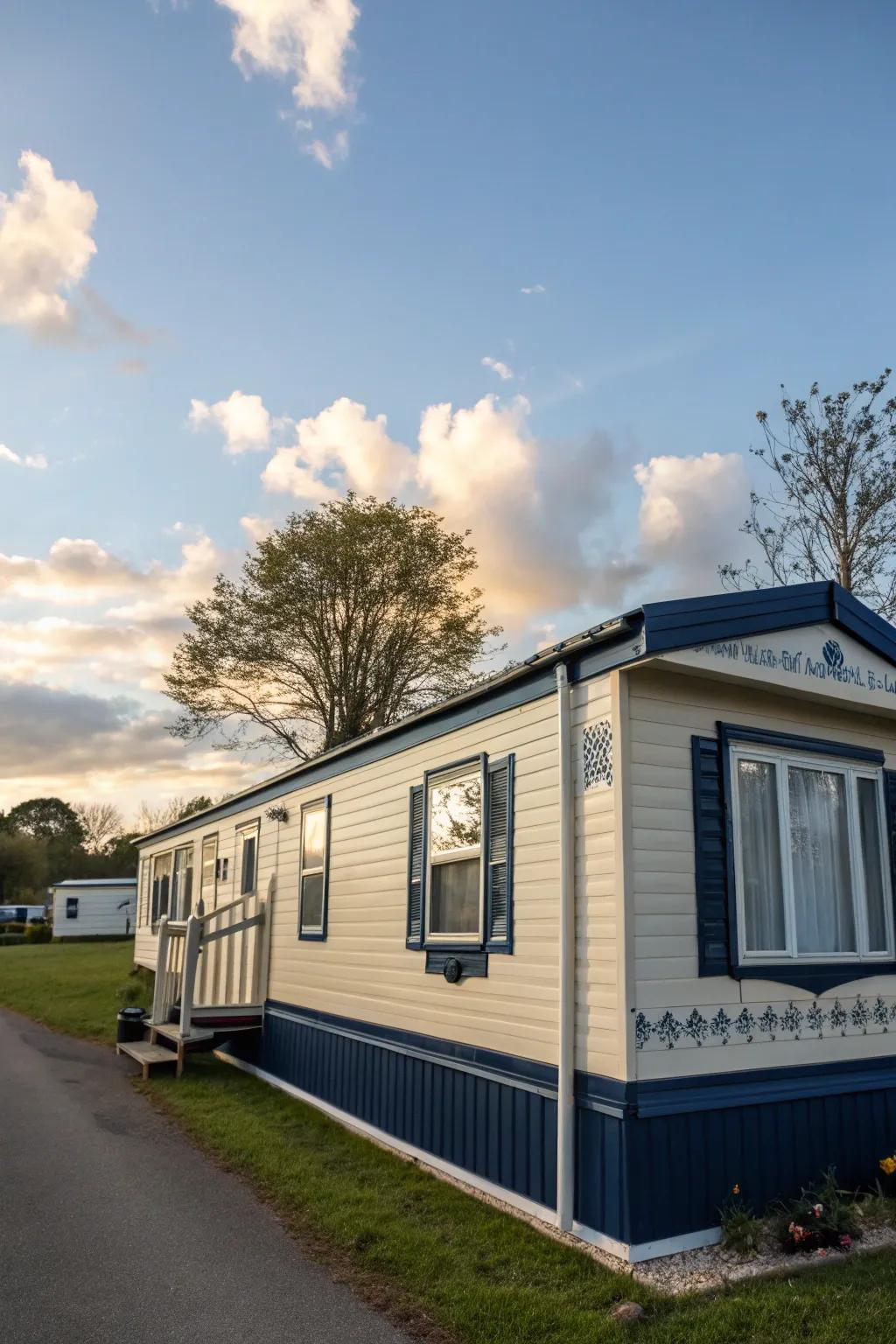 Two-tone blends add depth and interest to your mobile home’s design.