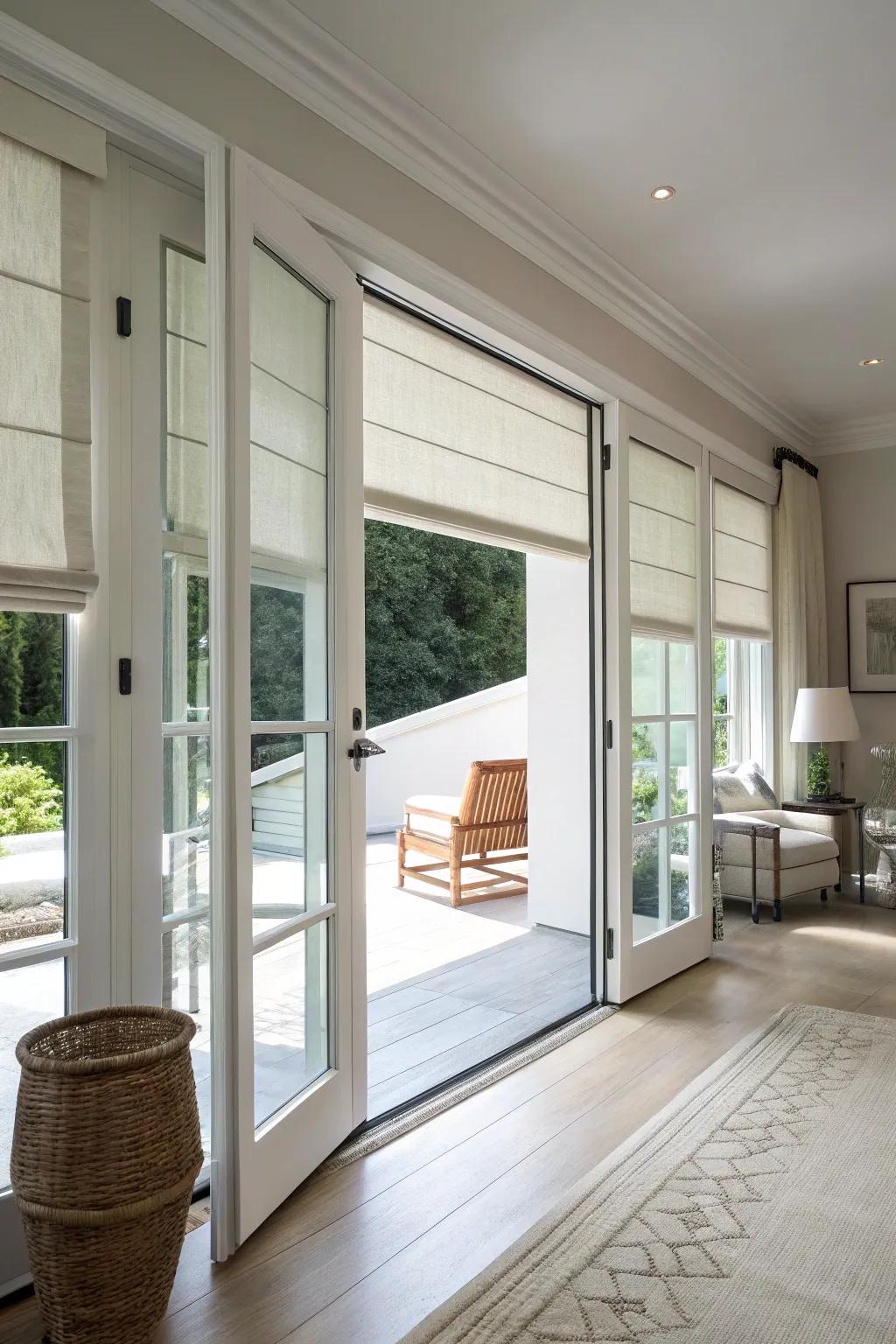 Roman shades offer a neat and simple appearance.