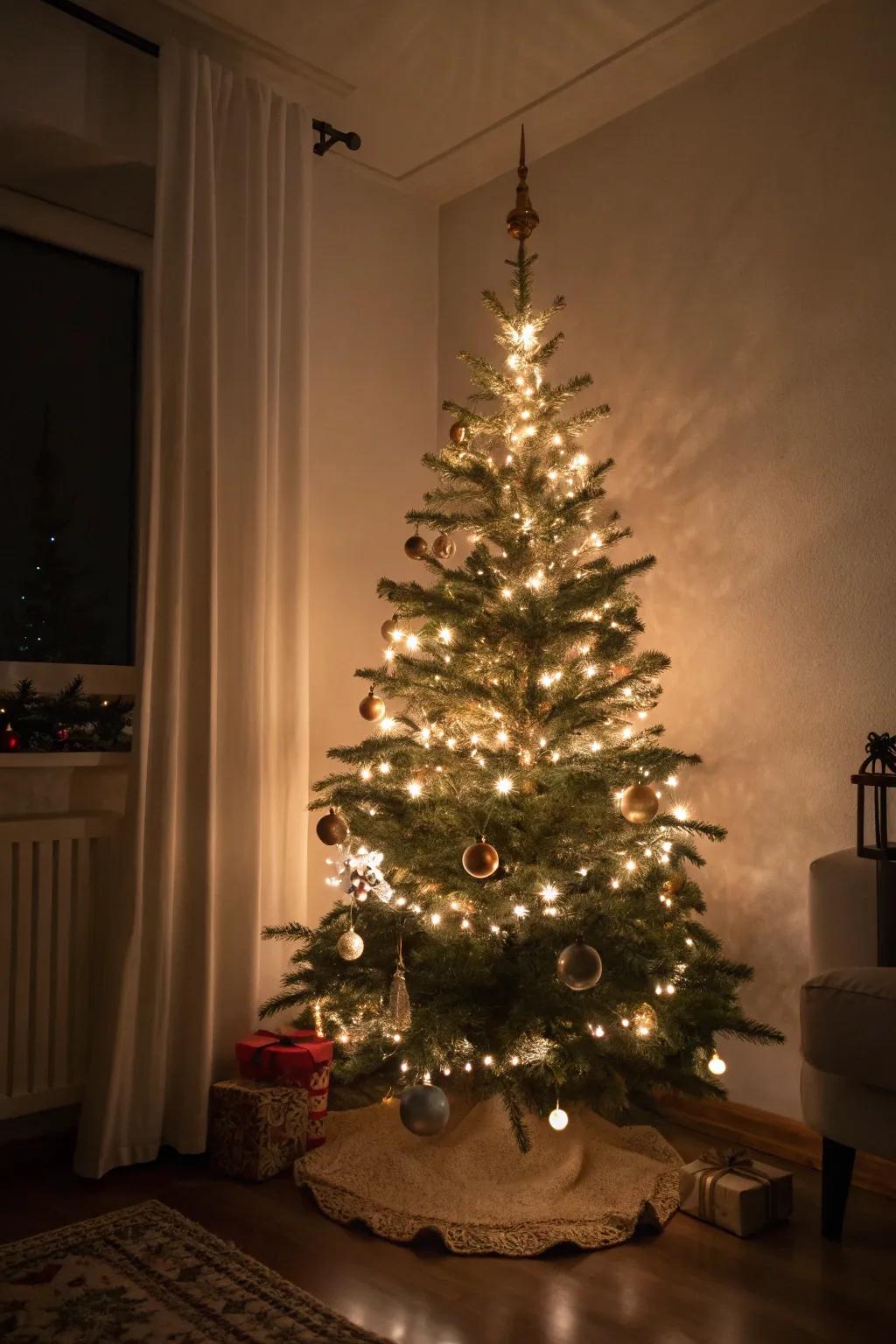 Layered lighting crafts a warm, welcoming ambiance.