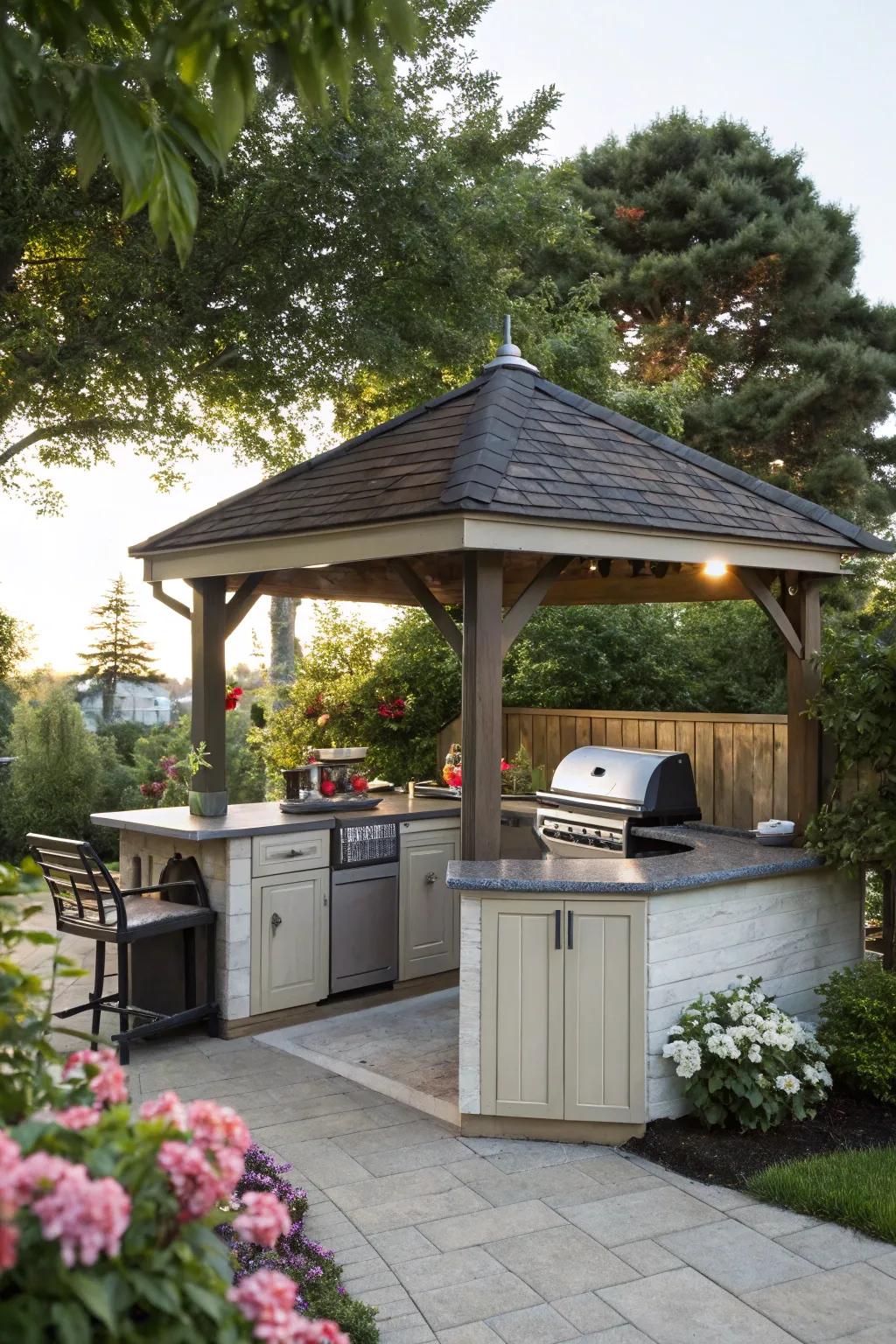 Elevate your arbor with a functional exterior cooking area.