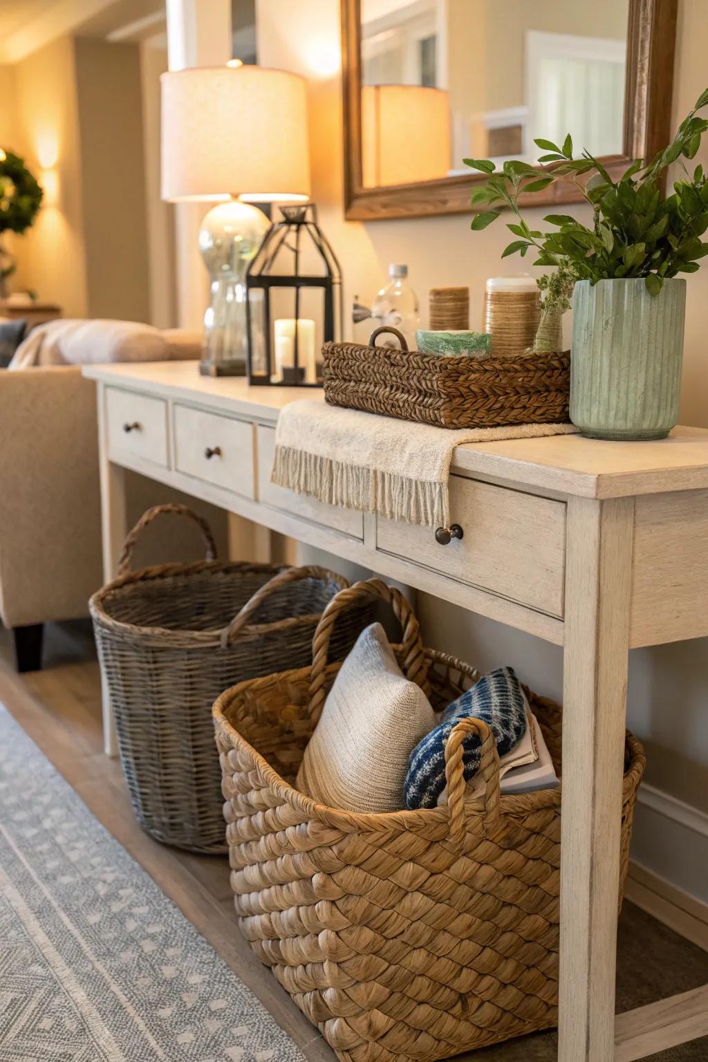 Stylish baskets to keep small items organized and out of sight.