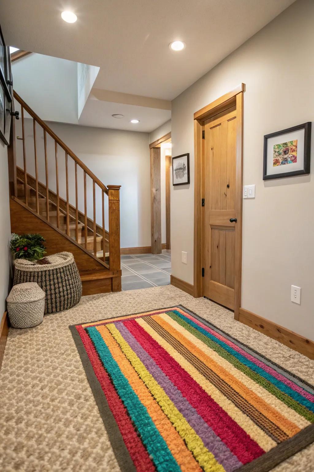 Rugs bring warmth and definition to compact landings.