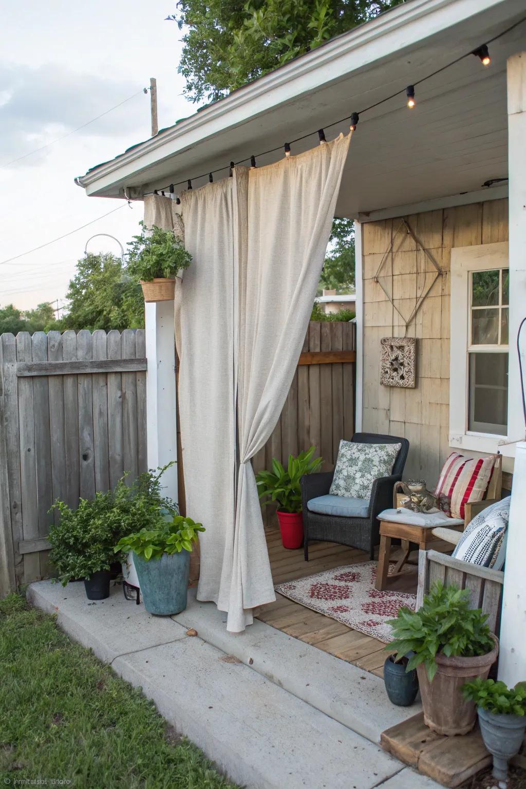 Canvas curtains provide an economical DIY solution for your porch.