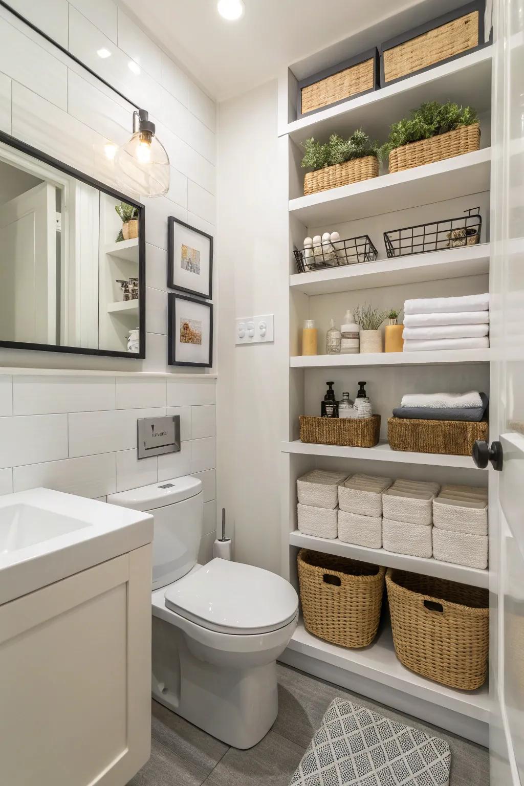 Helpful storing keeps the space tidy and stylish.