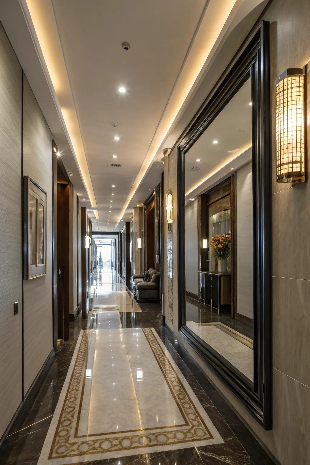 Mirrors can create the illusion of more space.