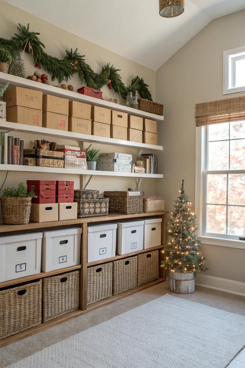 Elevated storage keeps items out of sight.