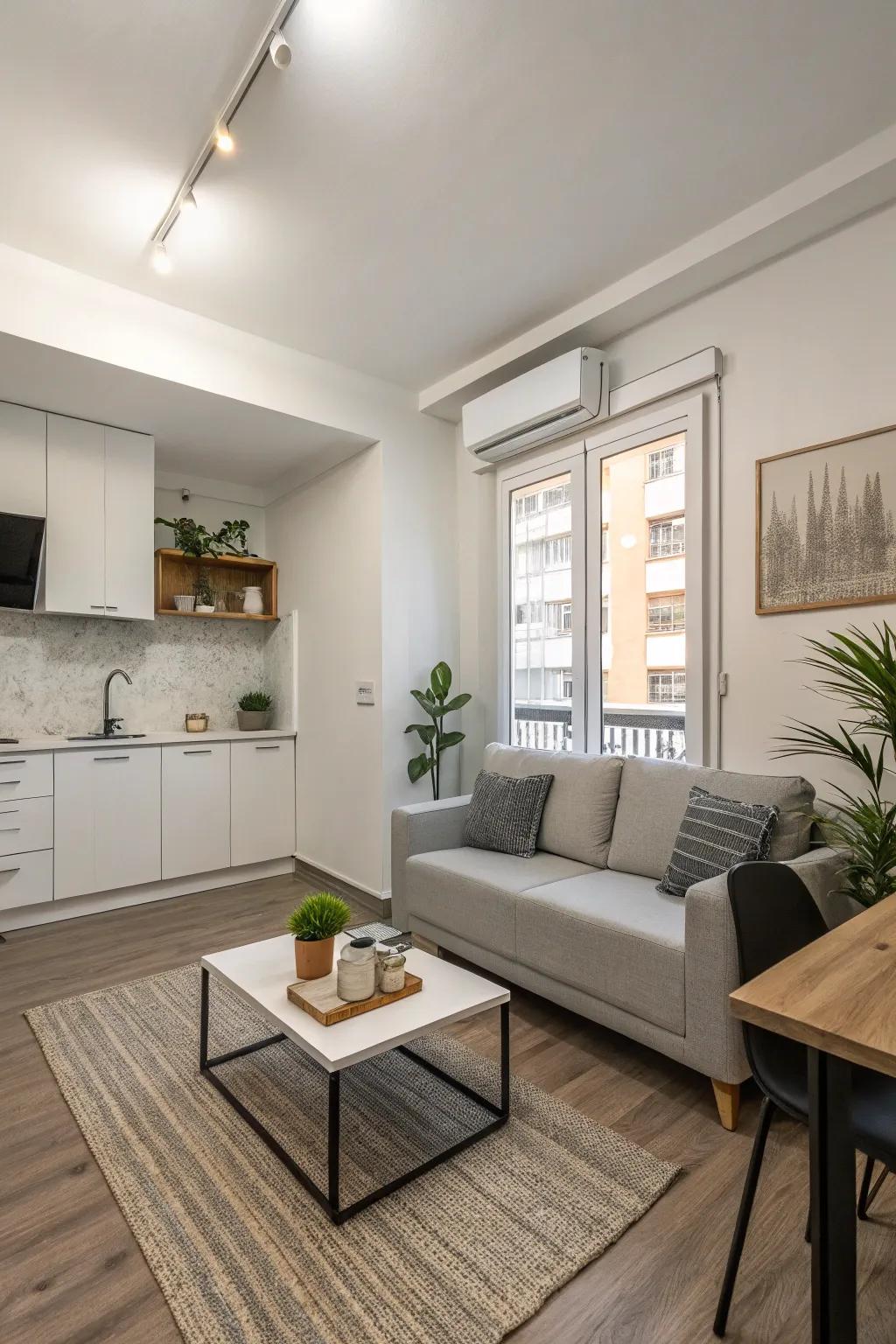 A minimalist design keeps things clean and open.