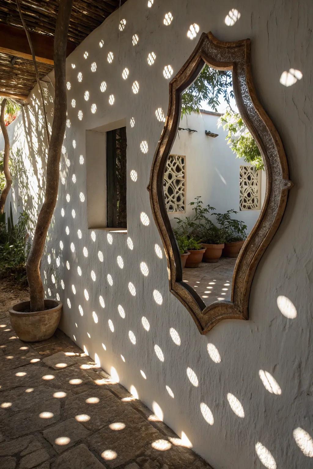 A stylish looking glass enhancing light and space.