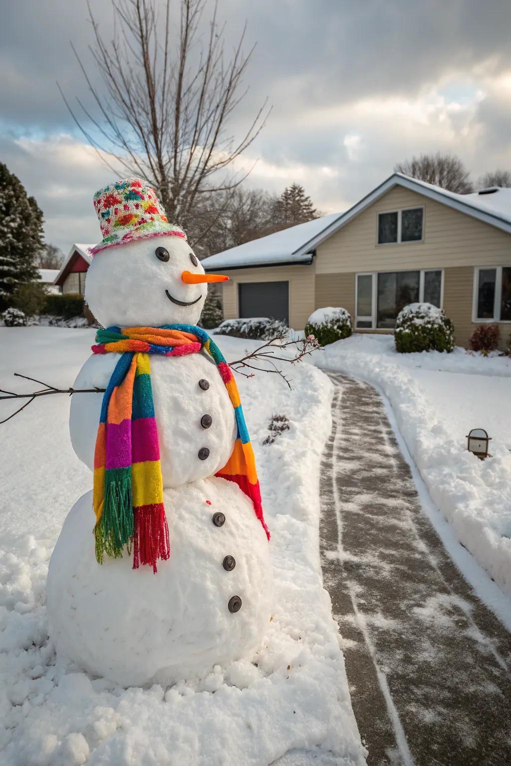 A chromatic Frosty imparting cheer to a winter scene.