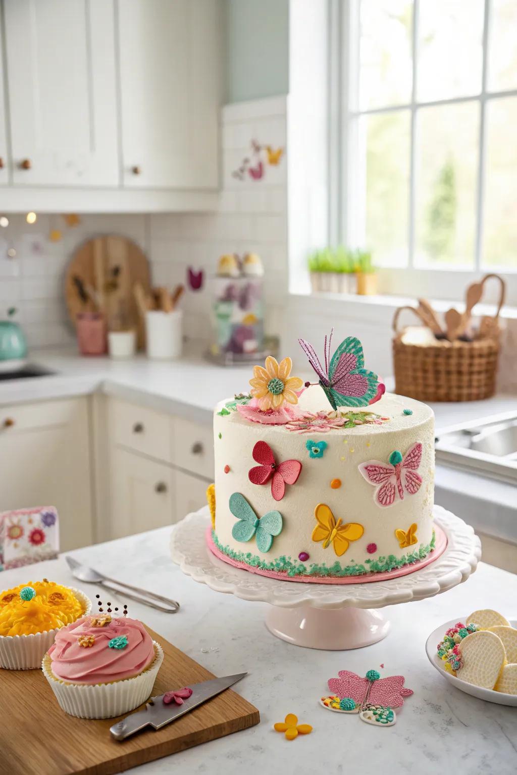 A dreamy cake with playful details for a spring birthday.