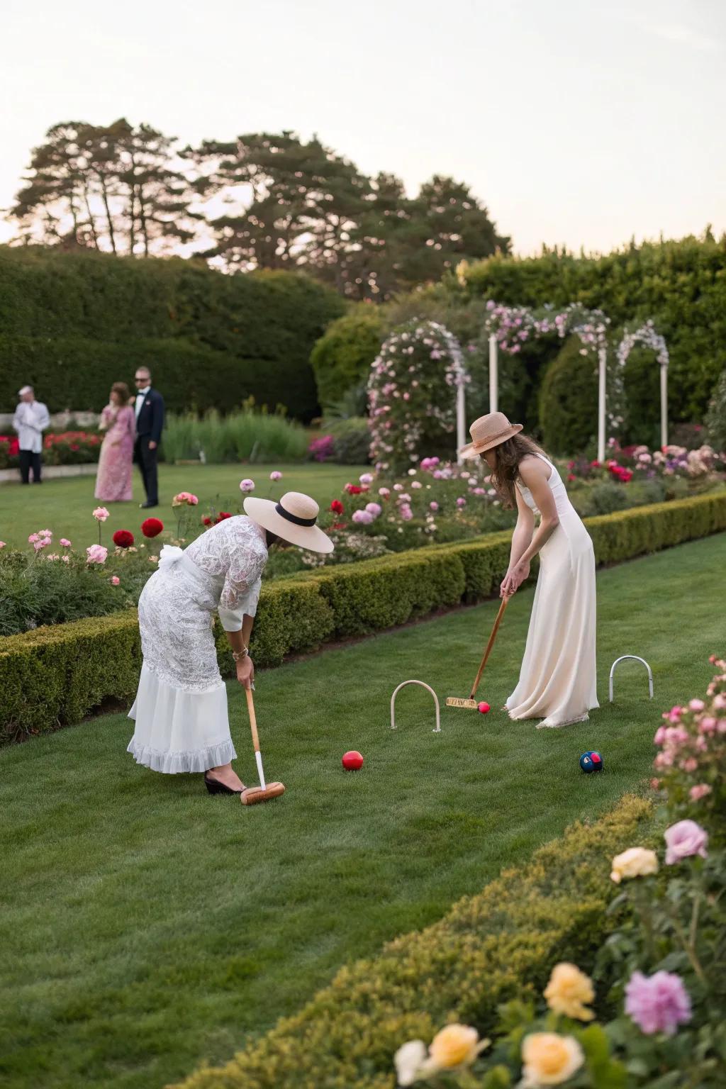 Introduce a playful element with classic lawn games.