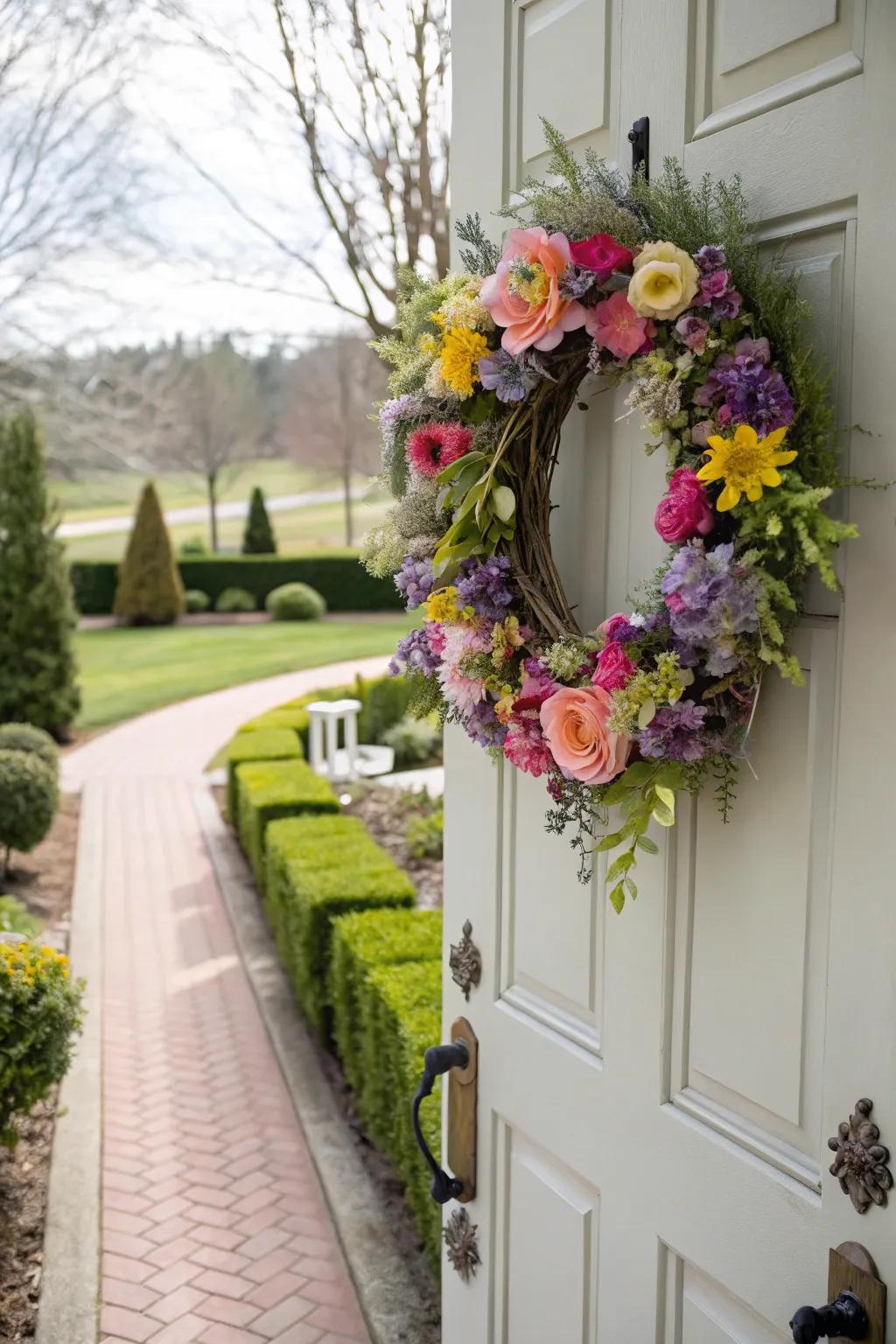 A self-made wreath is an ideal manner to welcome spring right at your doorstep.