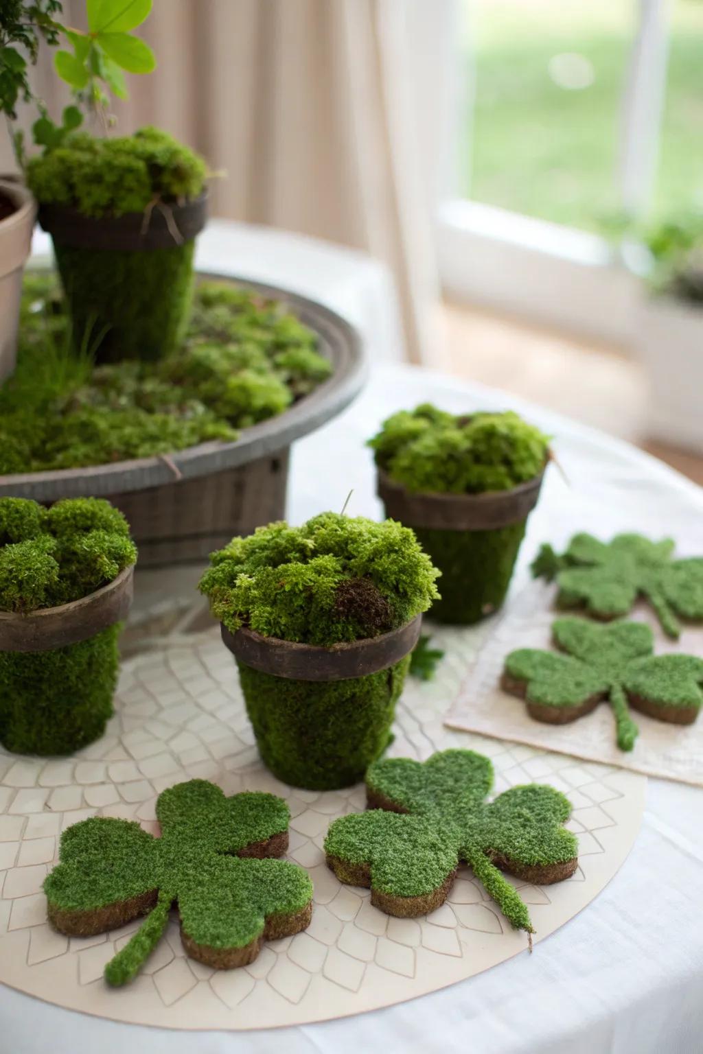 Incorporate texture into your decoration using handcrafted foliage clovers.