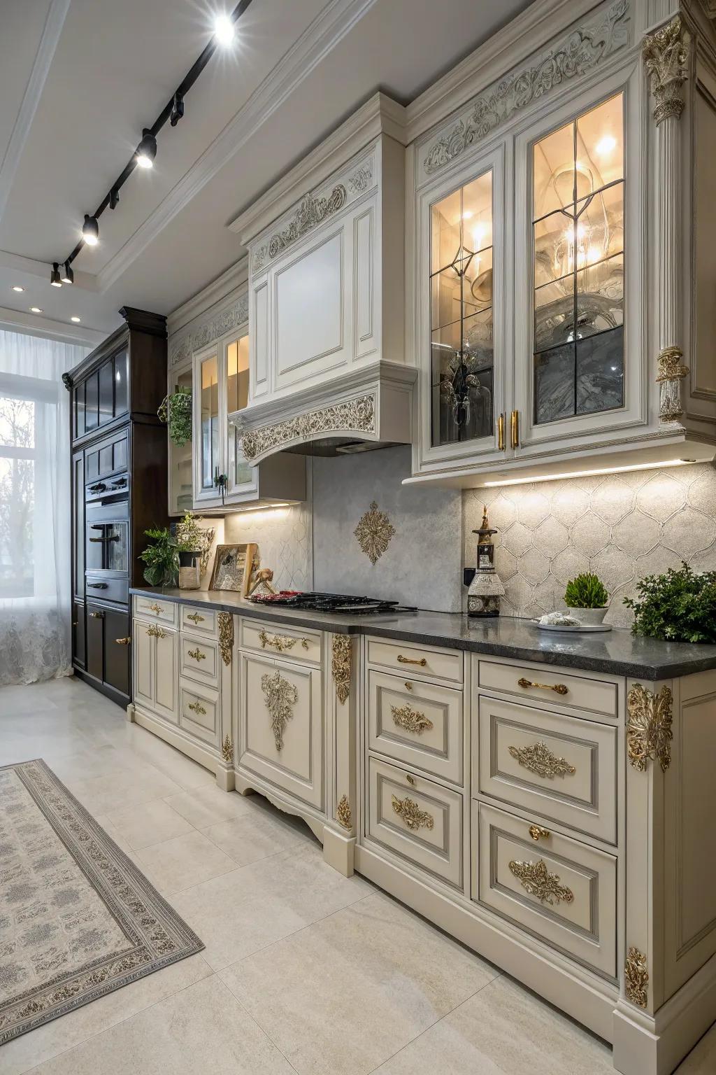 A harmonious mix of modern and classic themes results in a singular kitchen aesthetic.