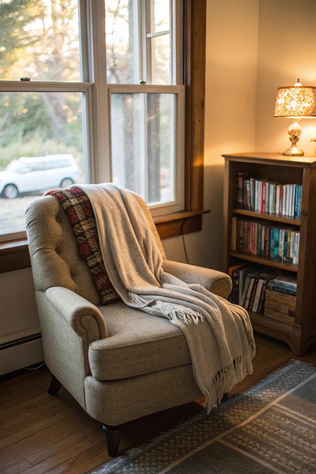 A tranquil retreat invites relaxation and comfort.