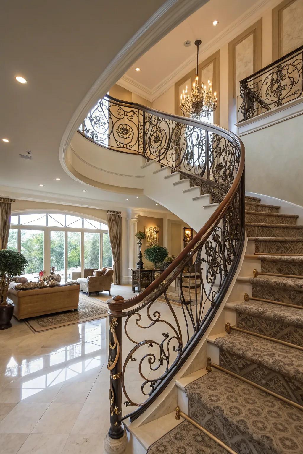 This staircase has a distinctive and individual touch thanks to its imaginative balusters.