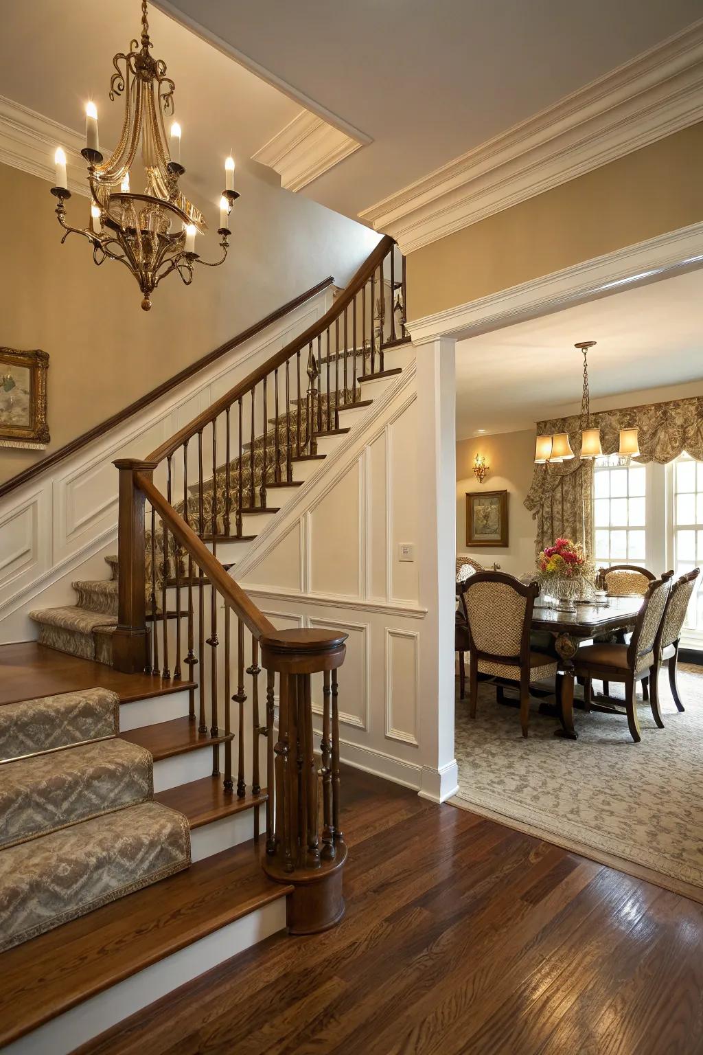 Elegant room divider adds harmony and sophistication to your staircase.