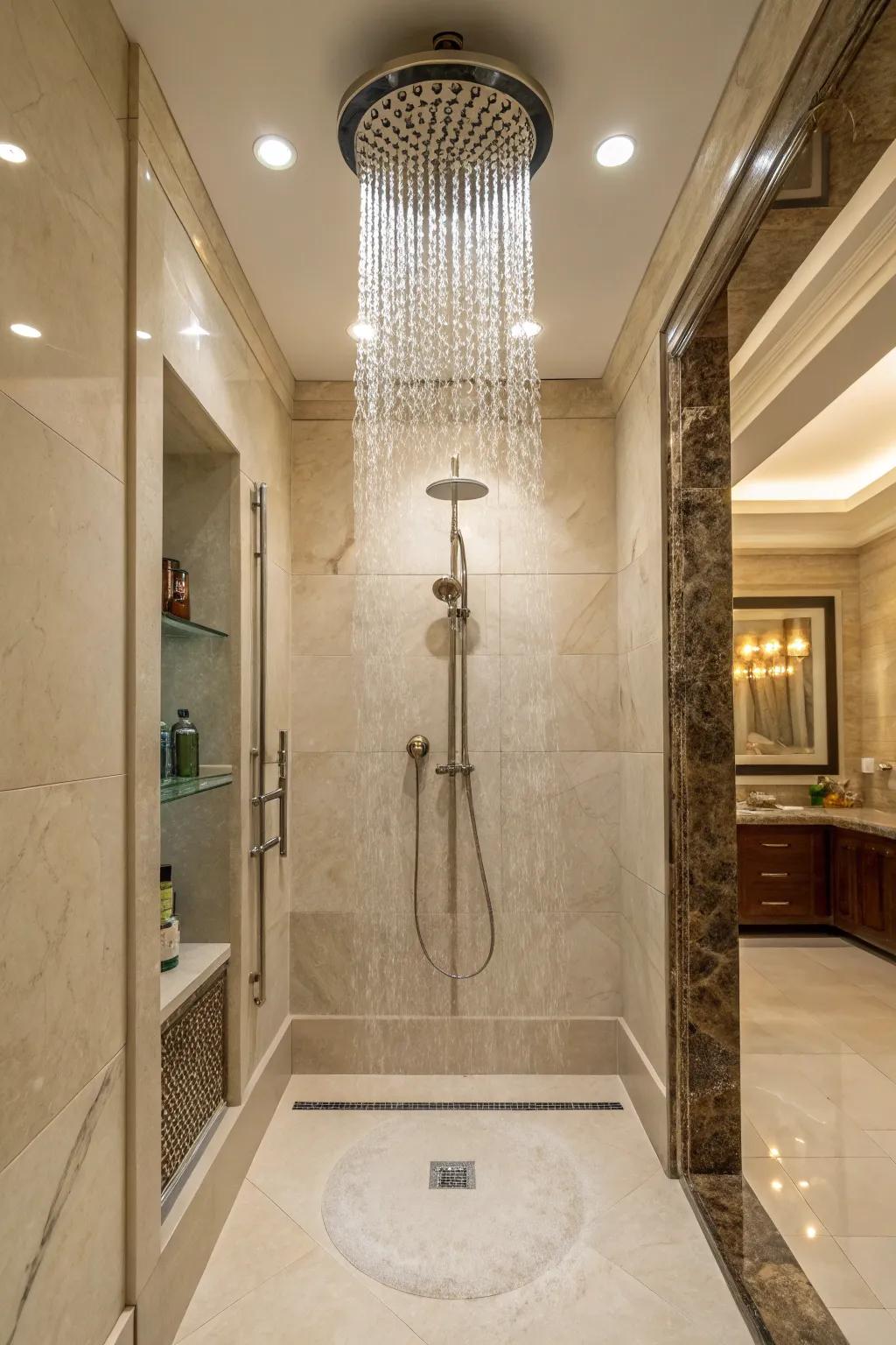 Modern installations elevate the shower experience.