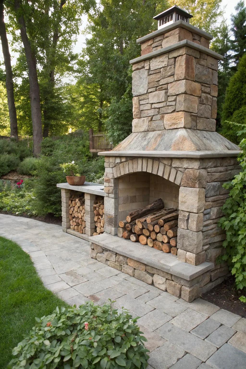 Practical and stylish: fireplaces with wood storage.