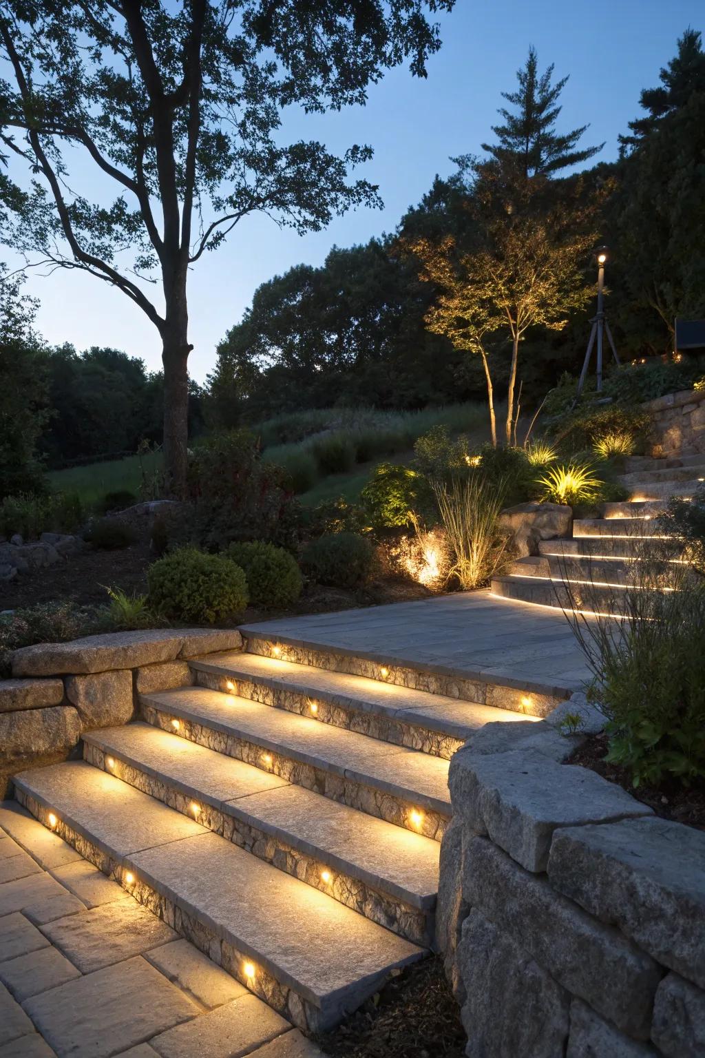 Stone steps with magical lighting