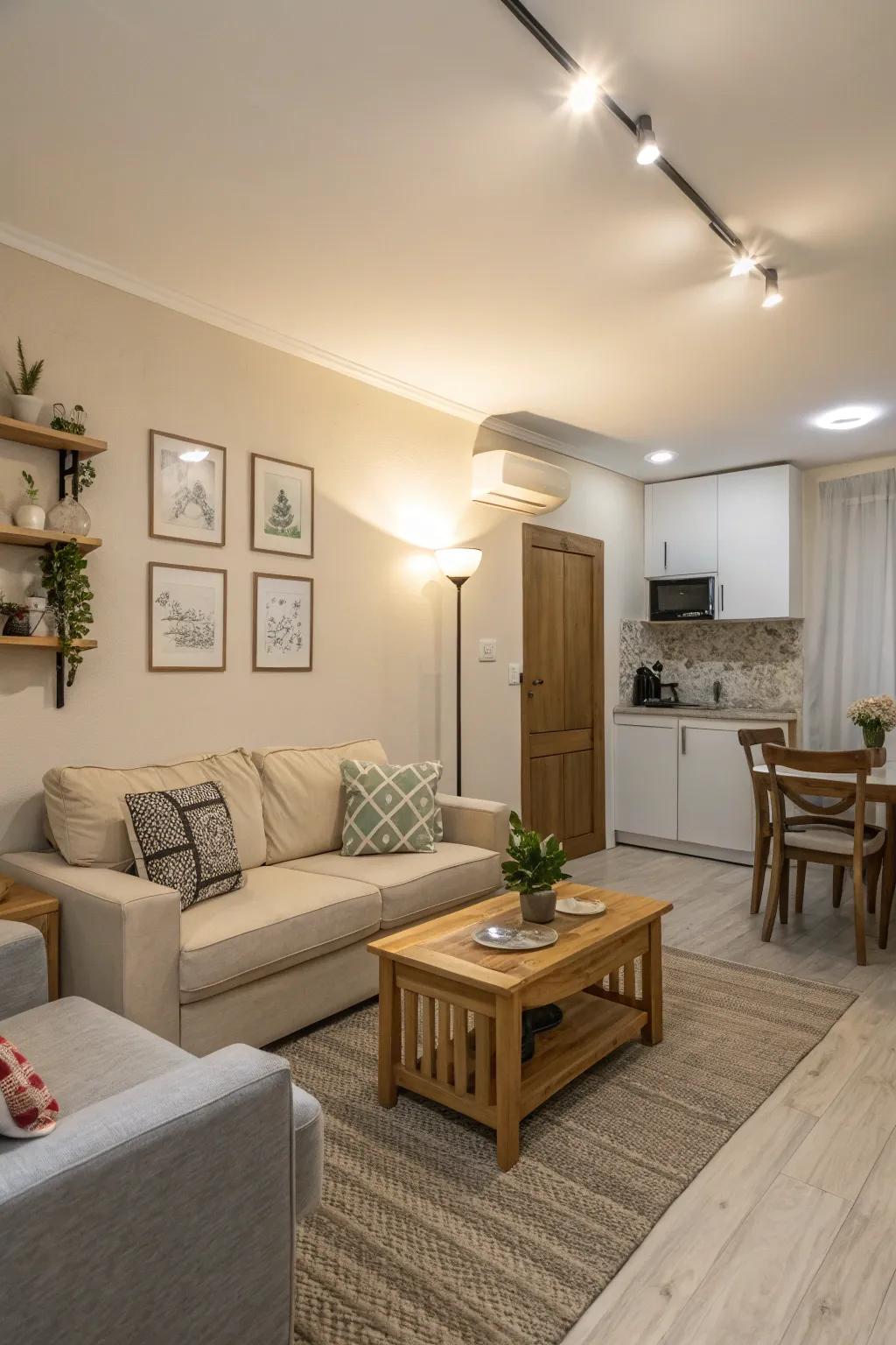 Harmonious hues accentuate the sensation of area in a studio.