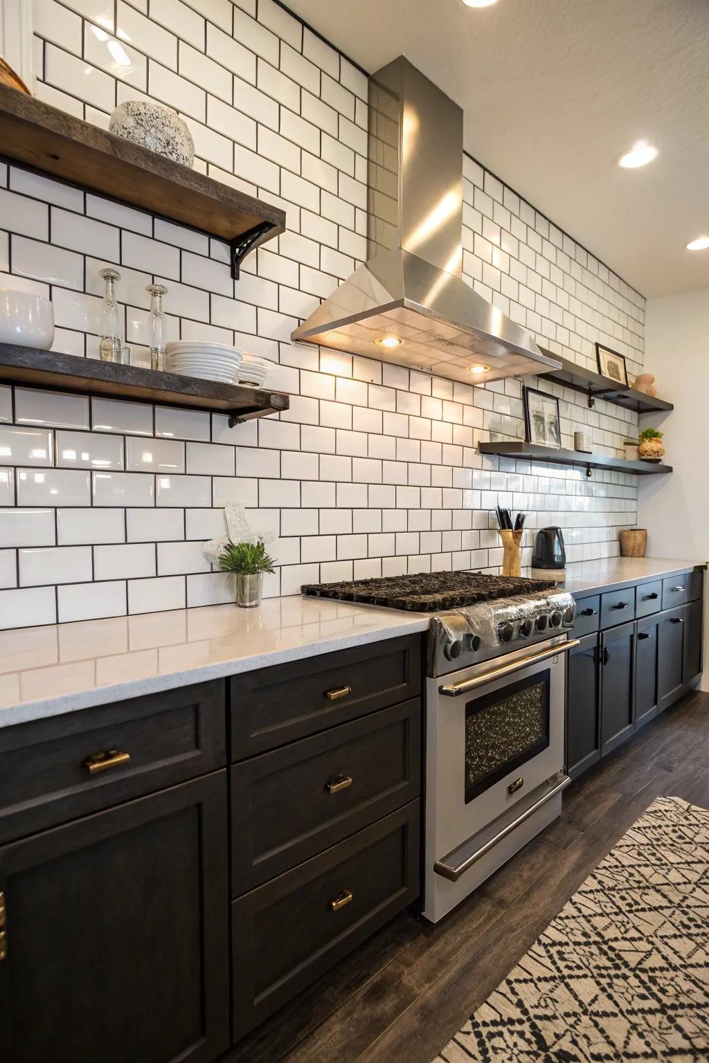 Draw attention to tile patterns using differing filler.
