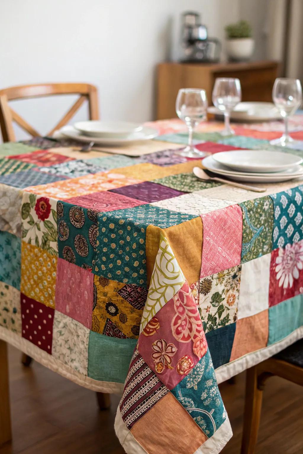 Medley table coverings contribute a personal and creative feel.