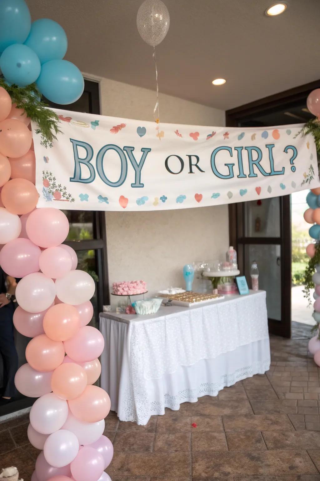 An entertaining bespoke sign contributes a distinctive accent to your gender reveal embellishments.