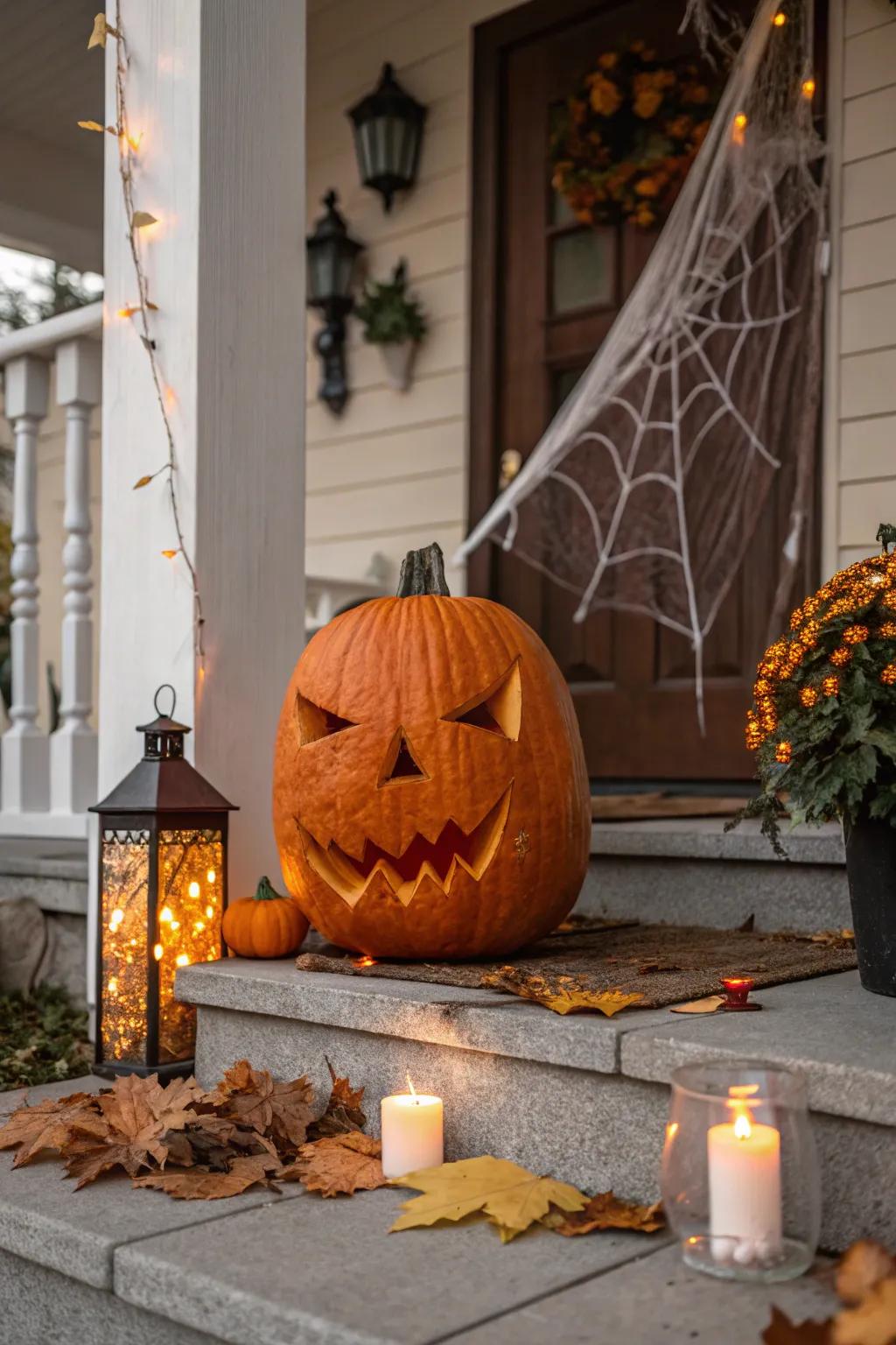 A ghastly smile represents a timeless selection for a spooky, inviting pumpkin visage.