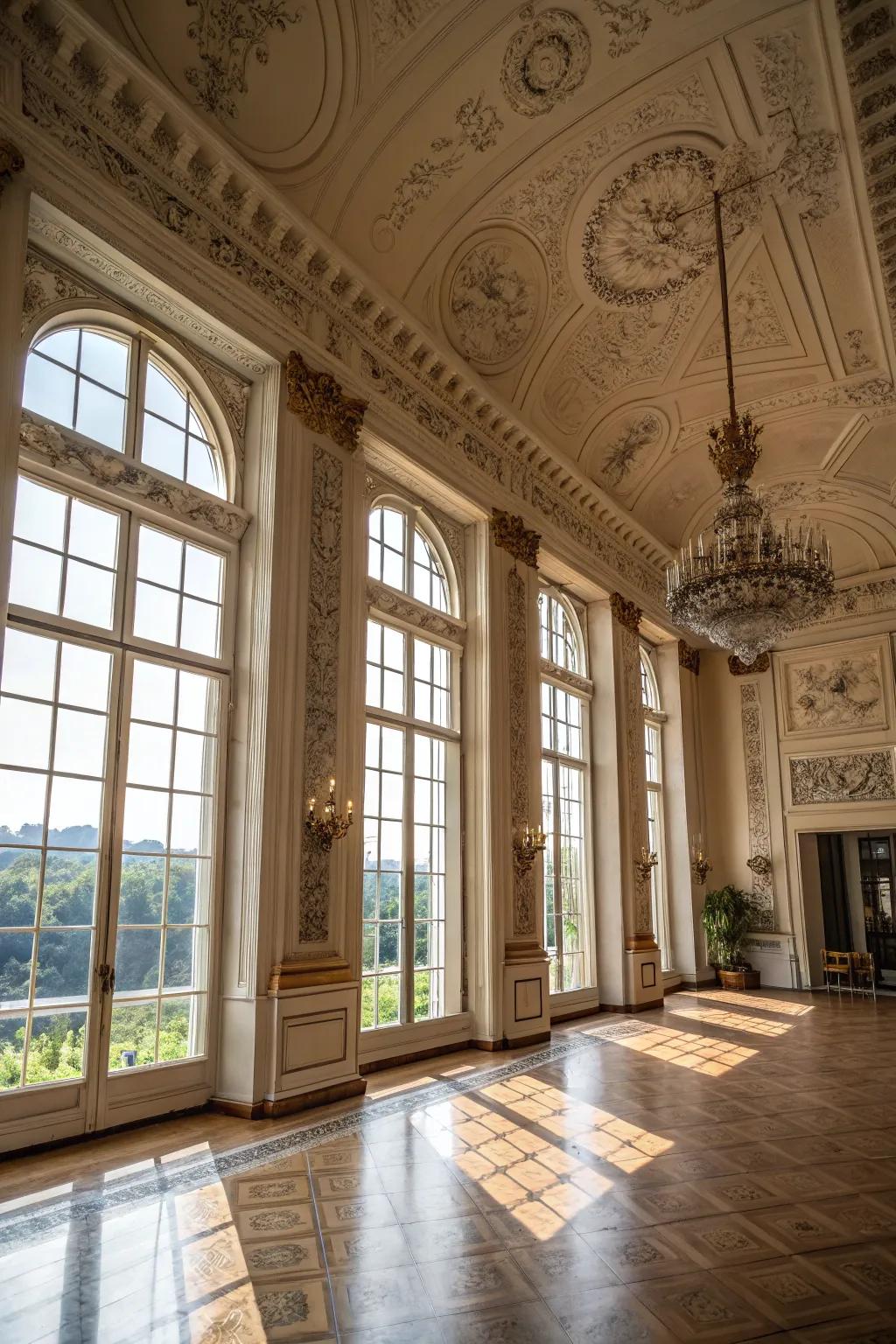 Architectural elements that accentuate window height.