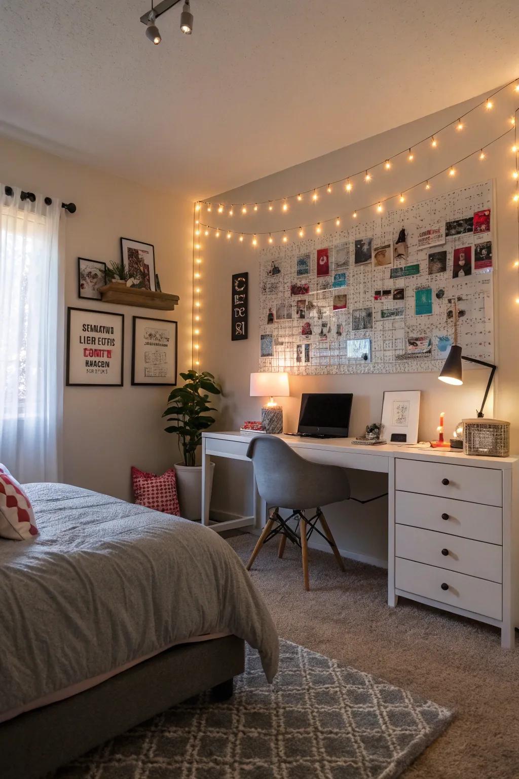 Feature lights highlight special decor beautifully.