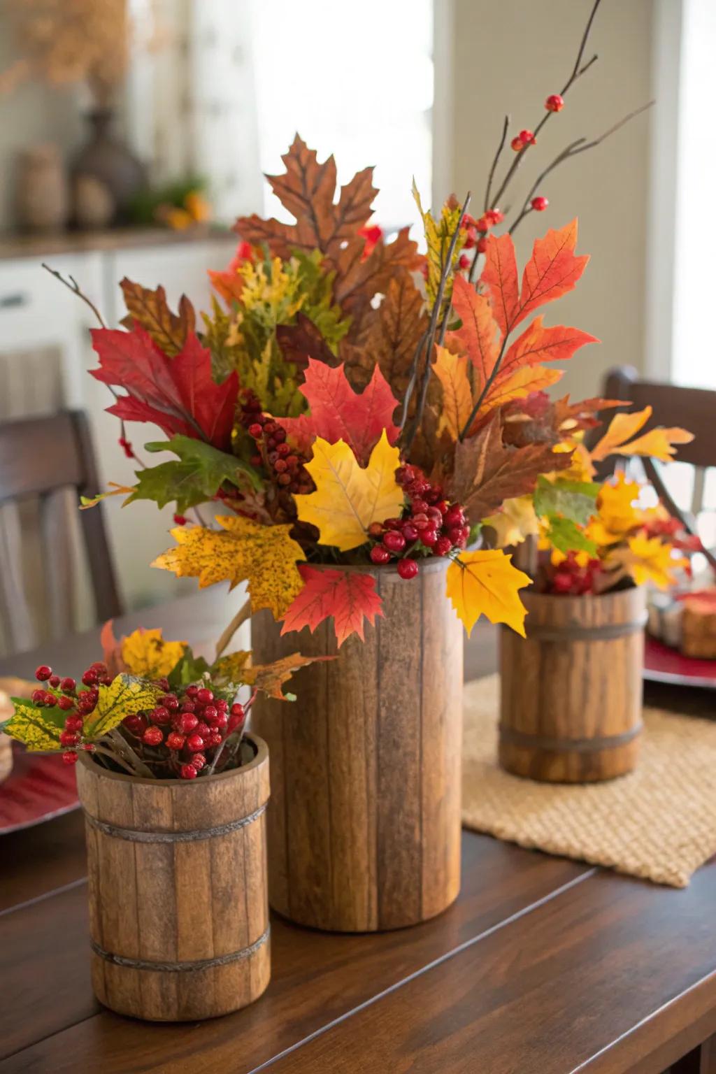 Wooden attributes contribute a countryside charm to your presentation.