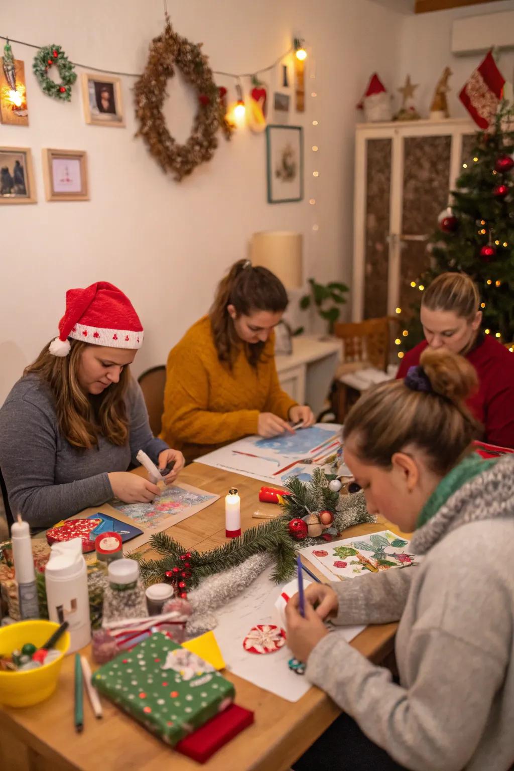 Creative fun at a Christmas craft get together.