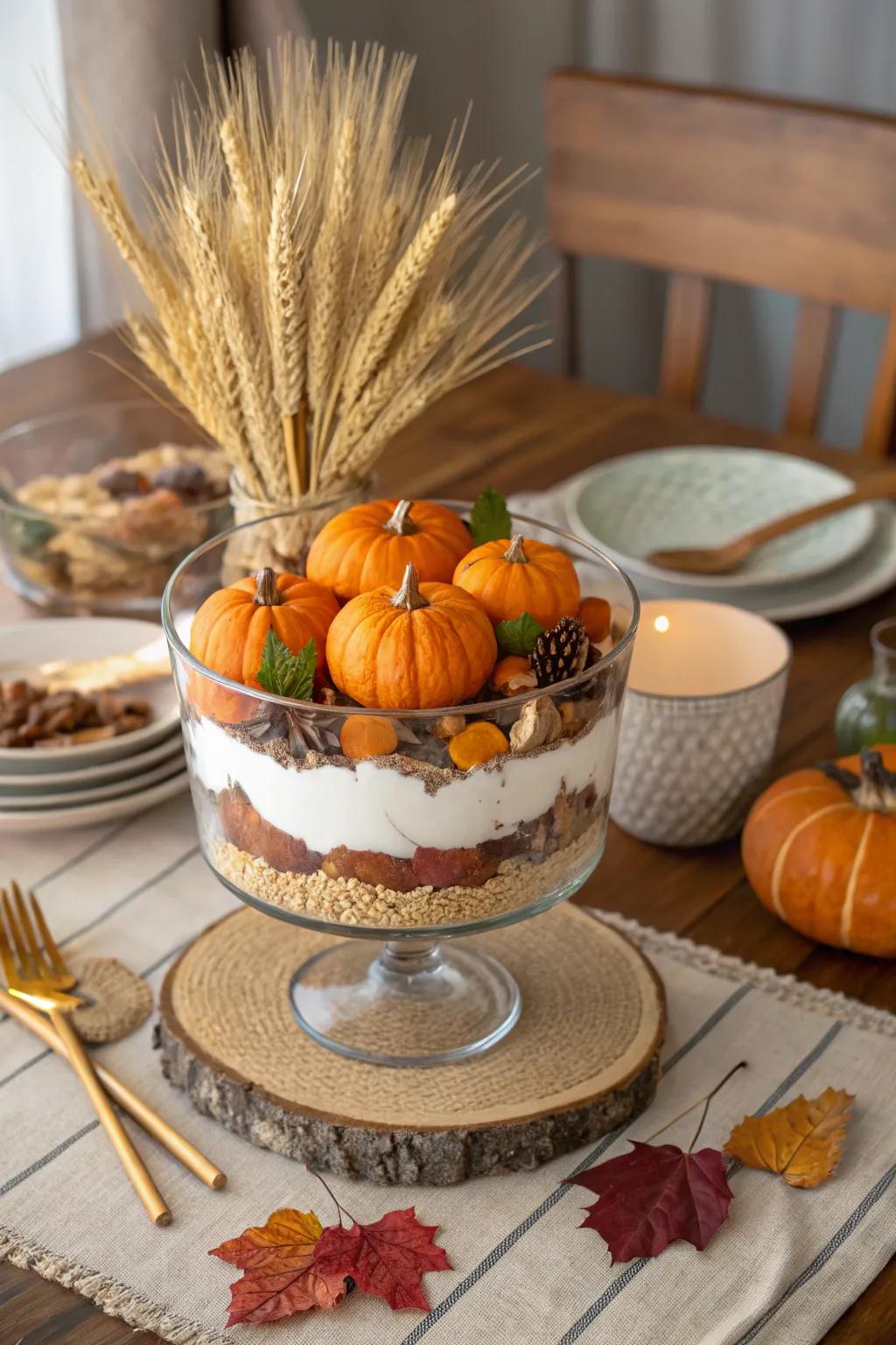 A dessert bowl exhibits the richness of the autumn harvest.