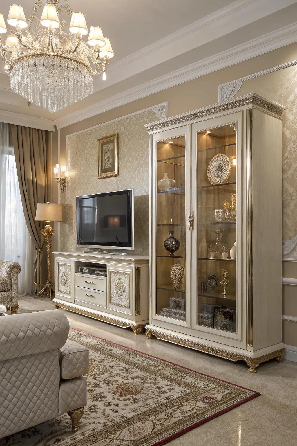 Glass-fronted consoles present a polished and stylish allure.