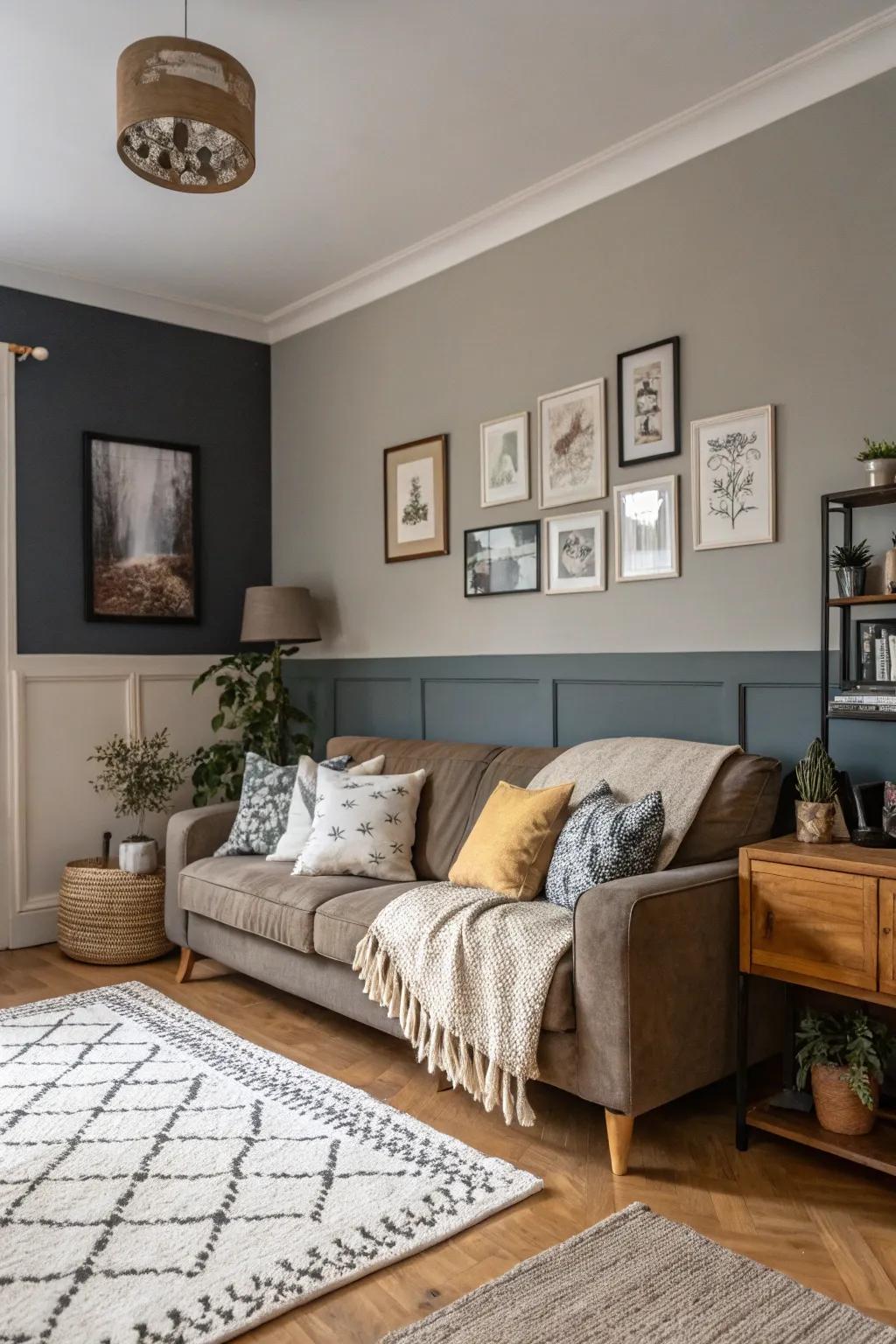 Graceful grey shades compose an elegant grand salon.